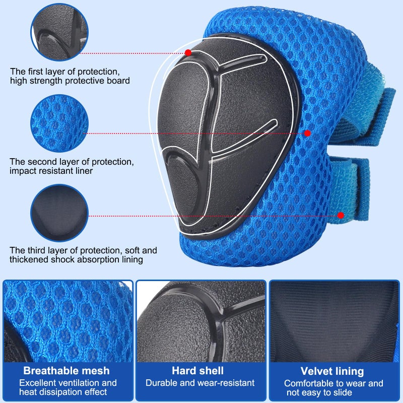 Banzk Kids/Youth Knee Pads and Elbow Pads Set with Wrist Guard 3 in 1 Kids Protective Gear Set for Kids 3-14 Years for Skateboard Roller Skating Skiing Rollerblading Cycling BMX Biking Running Scooter - Image 2